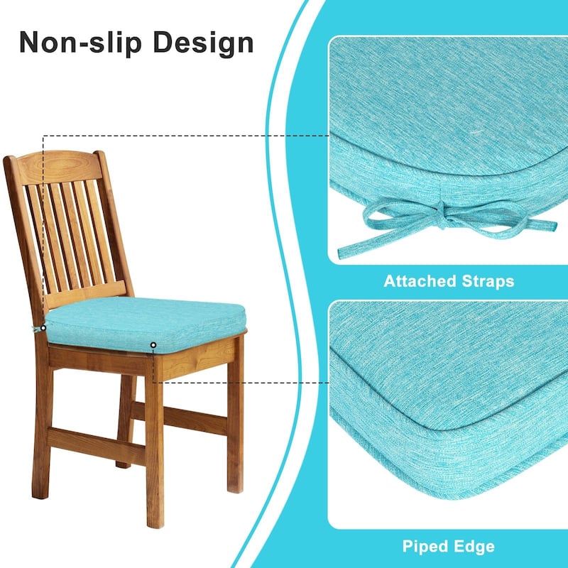 Aoodor Outdoor Dining Chair Cushions Set of 4, Outdoor Chair Pads with Ties, 20 x 19 inch - 20"x19"