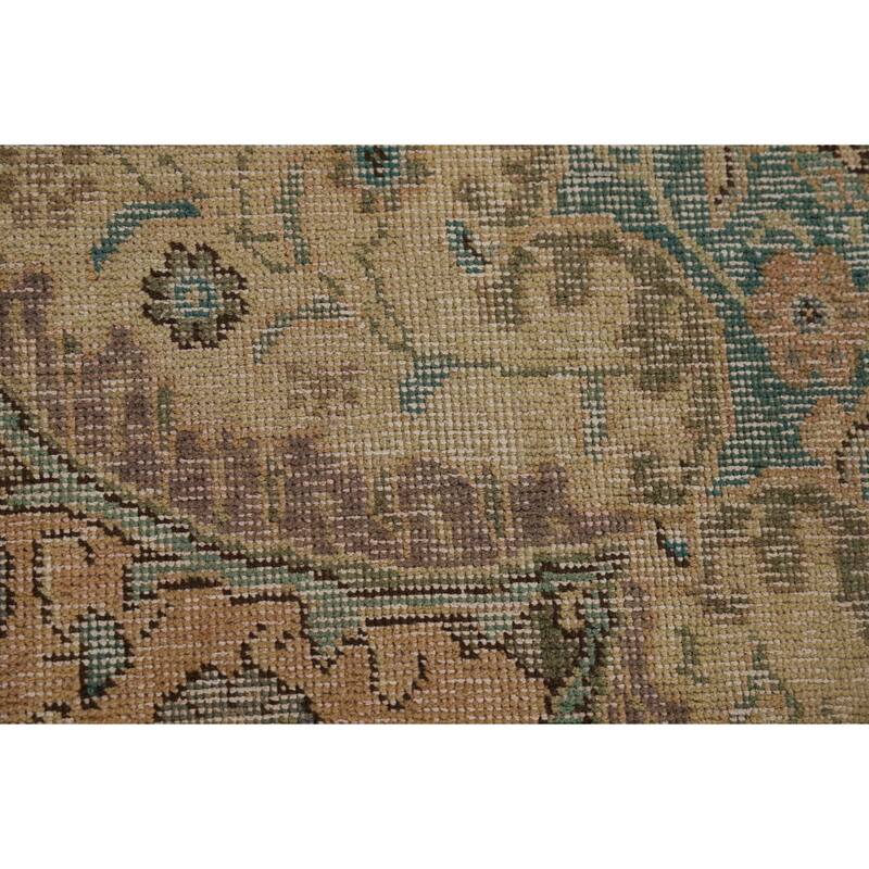 Distressed Tabriz Persian Antique Area Rug Hand-Knotted Wool Carpet - 9'6" x 12'8"