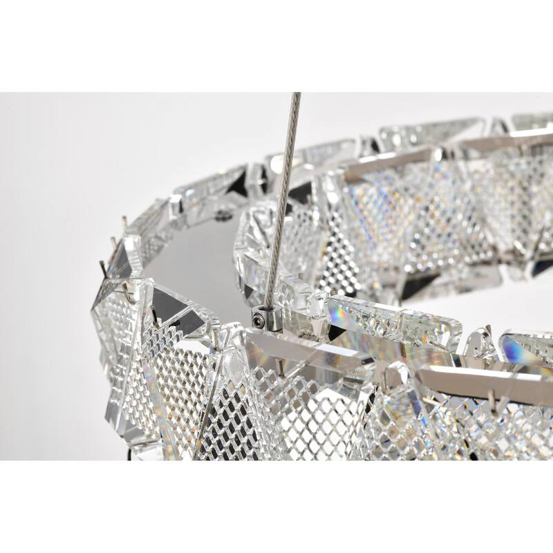 Asher LED 15 Inch Pendant Polished Nickel Finish K9 Crystal - Polished Nickel
