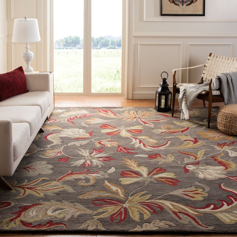 SAFAVIEH Handmade Jardin Delfa Country Floral Wool Rug - 8' x 10' - Dark Grey/Multi