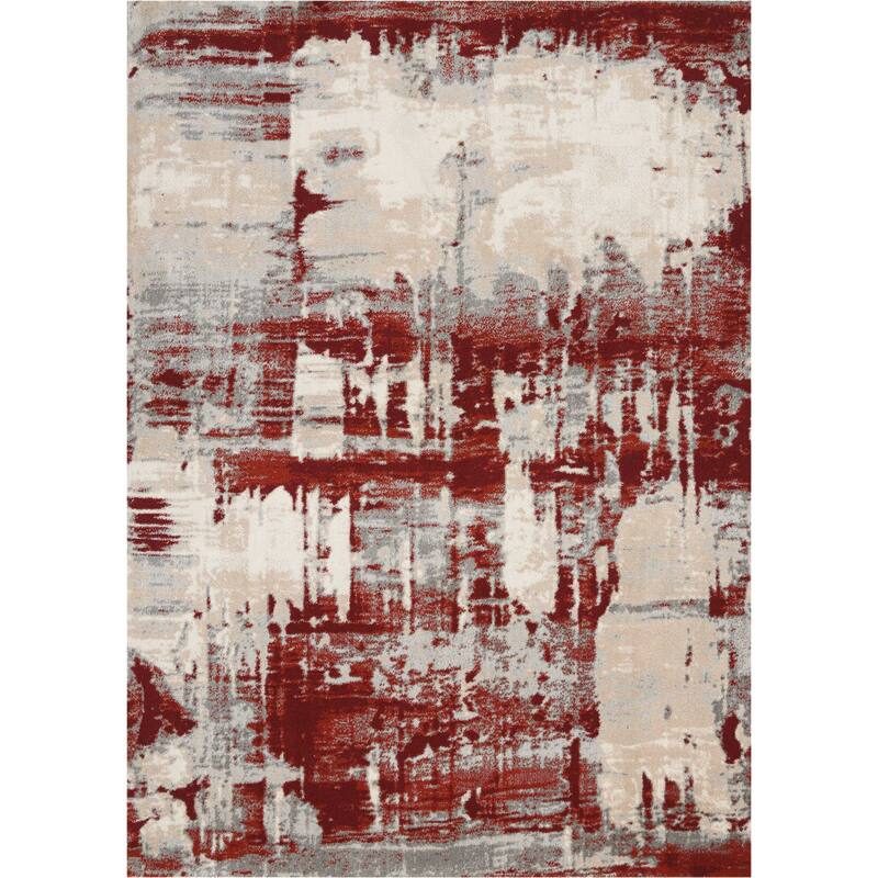 Hire Power Loomed Abstract Modern Non Skid Stain Resistant Area Rug By HomeRoots - 87' X '63' X '0.5