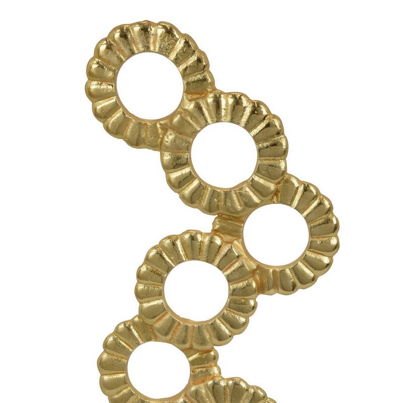Sherry Tabletop Decor, 23 Inch Golden Metal Round Patterns, White Base