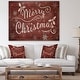 preview thumbnail 4 of 4, Designart 'Merry Christmas Season Greetings on Red' Print on Natural Pine Wood - Red