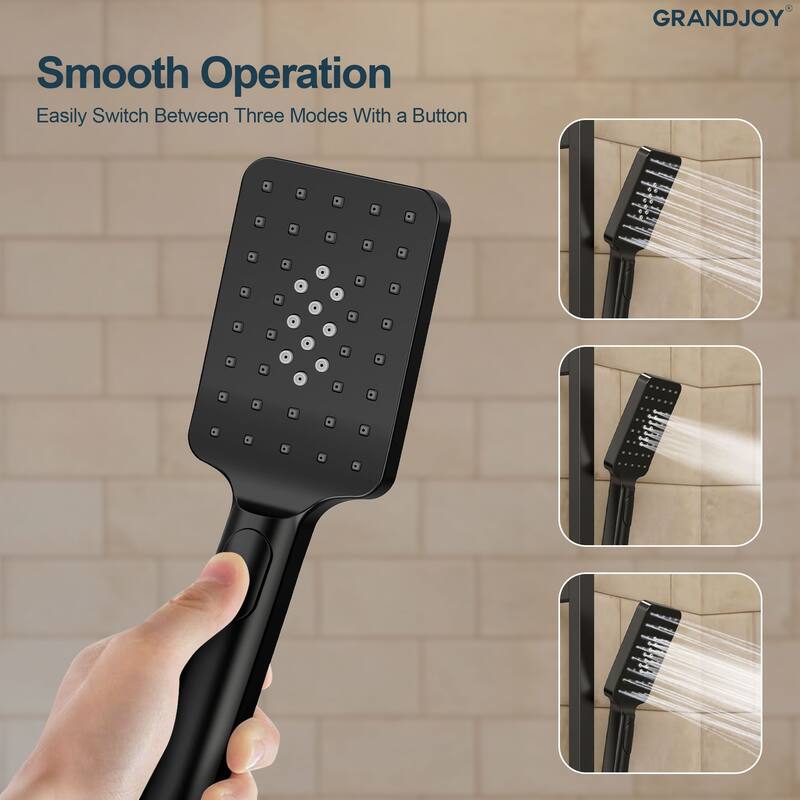GRANDJOY 3-Spray Handheld Shower Set featuring Adjustable Slide Bar