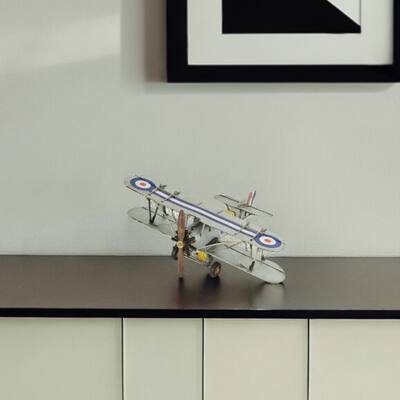 HomeRoots 5" Blue and Gray Metal Hand Painted Model Airplane - 13.75' X '5' X '11.5