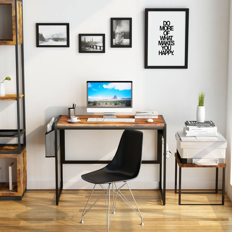 Mieres Home Office Computer Desk, Writing Study Desk, Modern Simple Style Laptop Table with Storage Bag and Hook