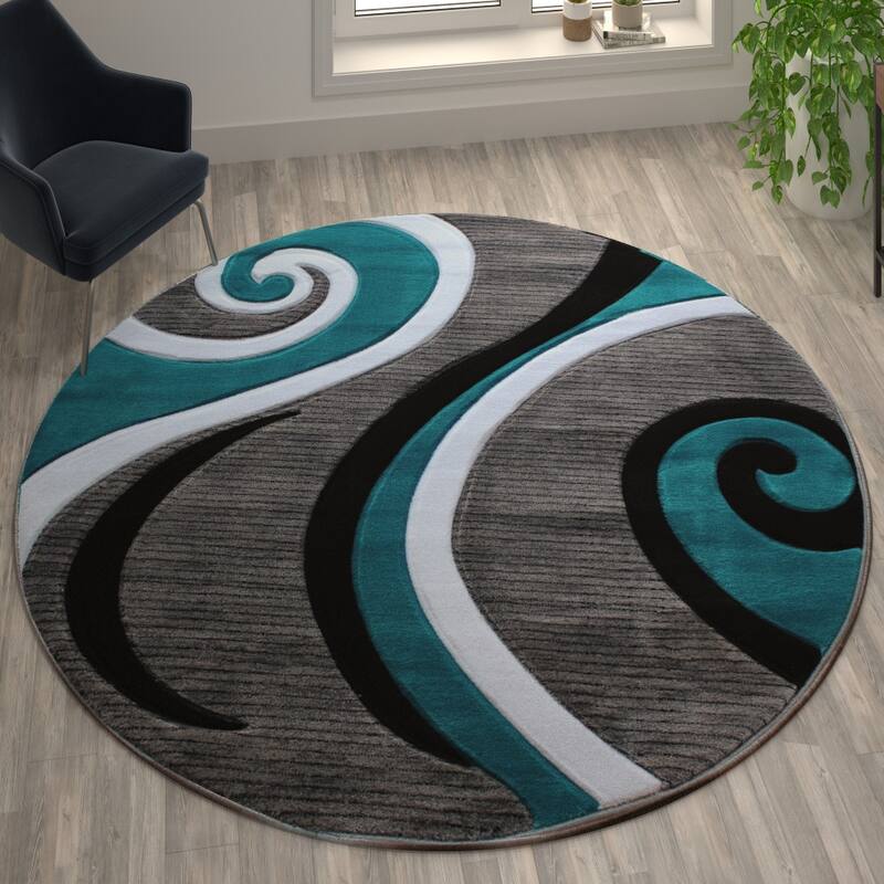 Modern High-Low Sculpted Swirl Design Abstract Area Rug