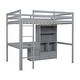 preview thumbnail 10 of 10, High Full Loft Bed with Desk, Storage Shelves and Drawers, Guardrails, Grey