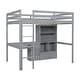 preview thumbnail 9 of 18, Wood High Full Size Loft Bed with Desk,Storage Shelves and Drawers