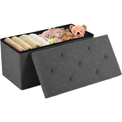 Folding Storage Ottoman Bench, Large End of Bed Storage Foot Rest Stools Ottoman Storage Chest with Padded Seat