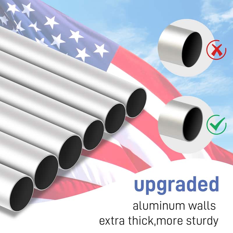 30 Feet Sectional Aluminum Extra Thick Flagpole Kit for Ideal for Outside House - N/A