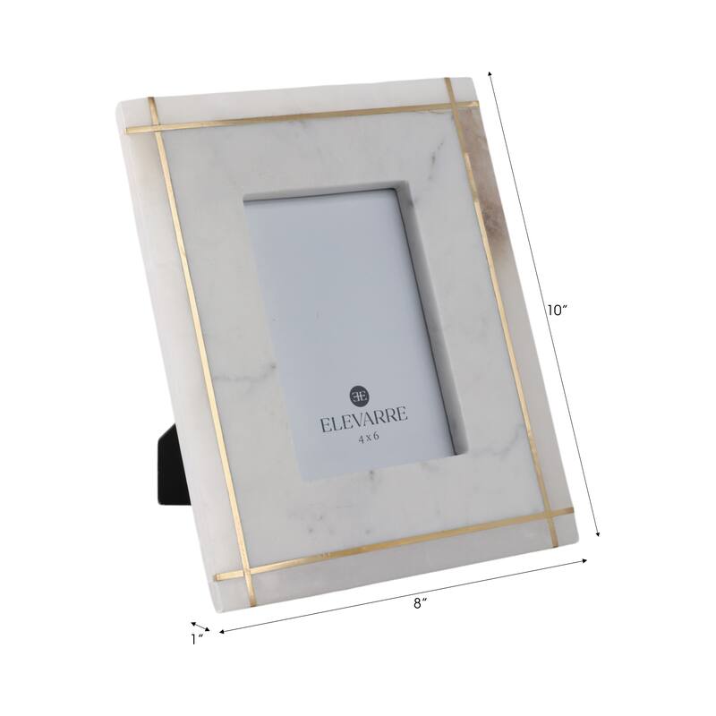 Marble Stone Frame with Inlaid Detail Modern Glam Decorative Accent