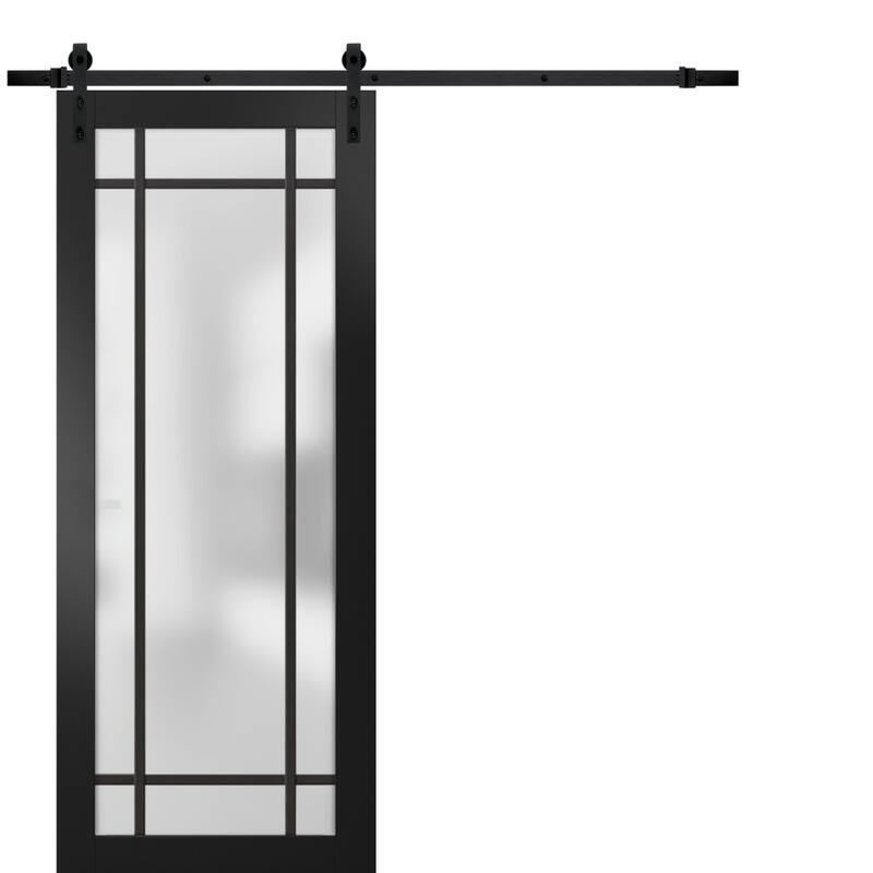Sturdy Barn Door 18 x 80 Planum 2112 Matte Black 6.6FT - Black - 24" x 84"