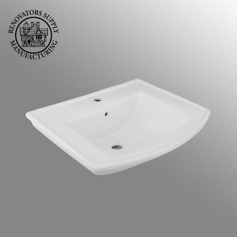 Florence White Ceramic Wall Mounted Sink with Overflow, Backsplash and Faucet Hole