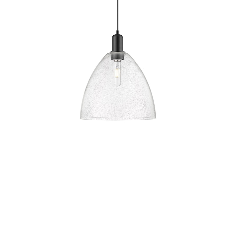 Innovations Lighting 716-1P-14-12 Bristol Pendant Bristol 12" Wide - Matte Black / Seedy