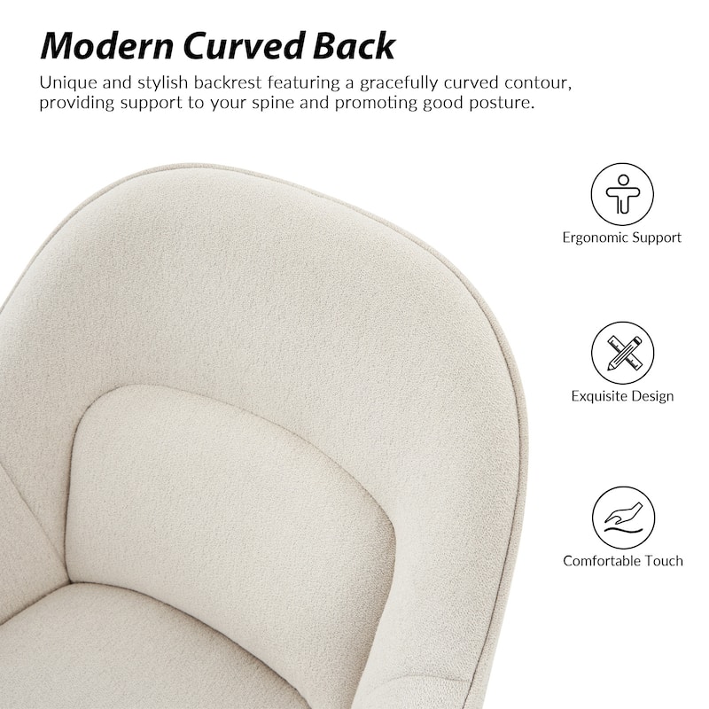 Victoria Modern Curved Backrest Office Chair with Casters and Metal Base by HULALA HOME