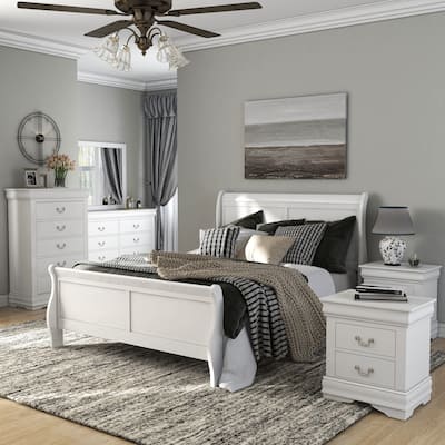 Furniture of America Devi Traditional Solid Wood 6-Piece Sleigh Bedroom Set