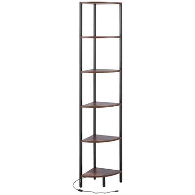6-Tier Corner Shelf with LED Lights Narrow Display Rack for Home Storage - 11.2 x 11.2 x 67.5 in