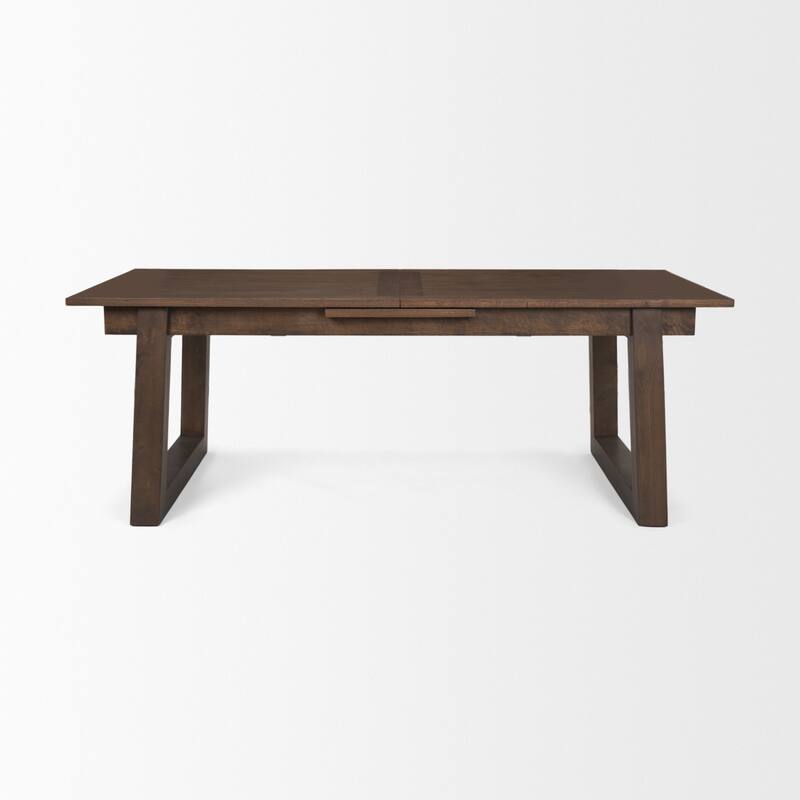 HomeRoots 106" Dark Brown Solid Wood Self-Storing Leaf Sled Base Extendable Dining Table - 106.25 in. x 30.75 in. x 39.25 in.