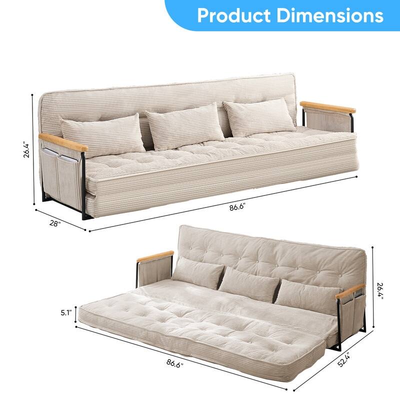 Mixoy Muti-Functional Folding Floor Sofa Bed,3-Seater,2-Seater,1-Seater Lazy Futon Sofa with 6 Position Adjustable Backrest