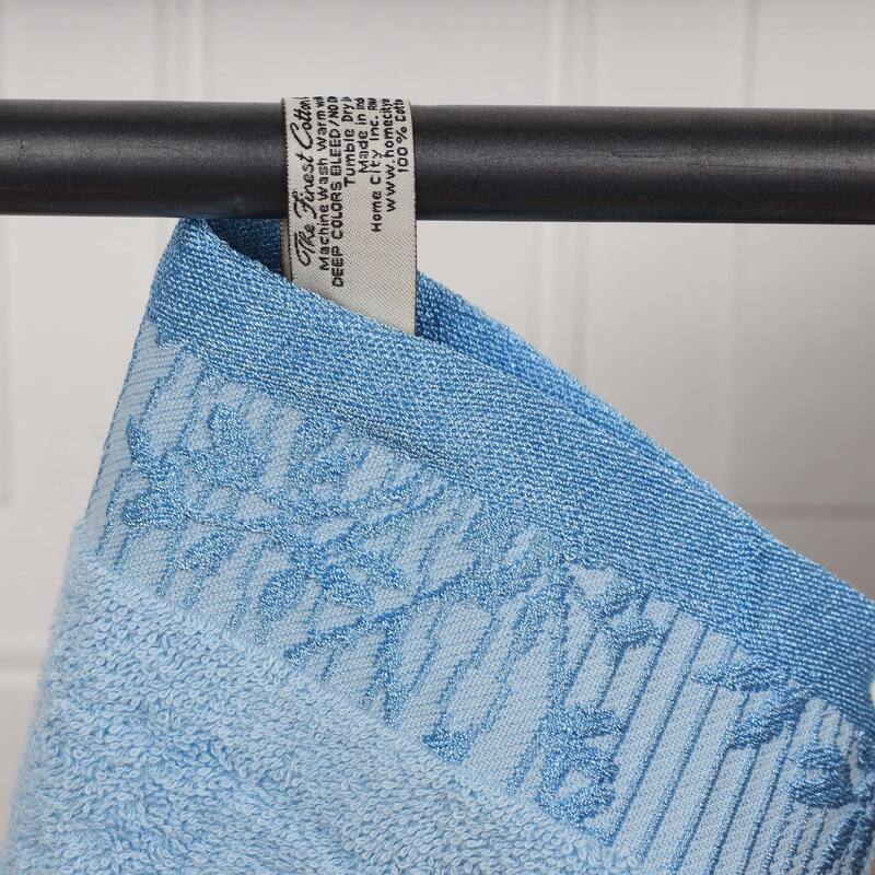 Superior Wisteria Cotton Floral Jacquard Border Bath Towel Set