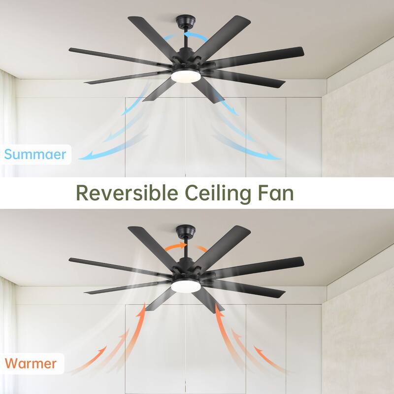 66 Inch Modern Ceiling Fan with Lights and Smart Remote Control 6 Speed Reversible Noiseless DC Motor for Indoor
