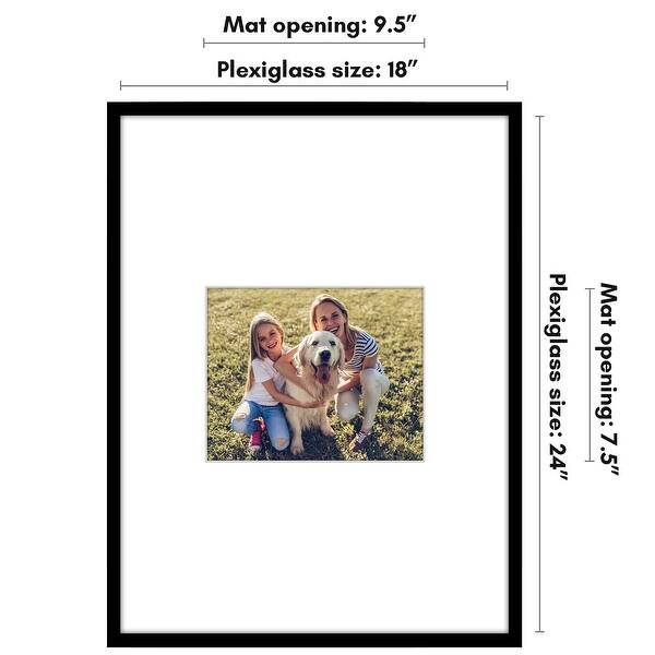 dimension image slide 2 of 7, Americanflat Picture Frame with Oversized Mat - Plexiglass Cover
