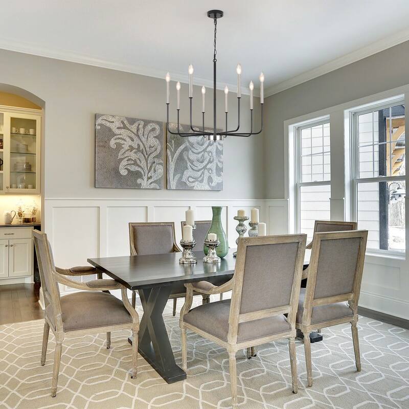 8-Light Farmhouse Traditional Candle Chandelier for Dining Room Bedroom Living Room