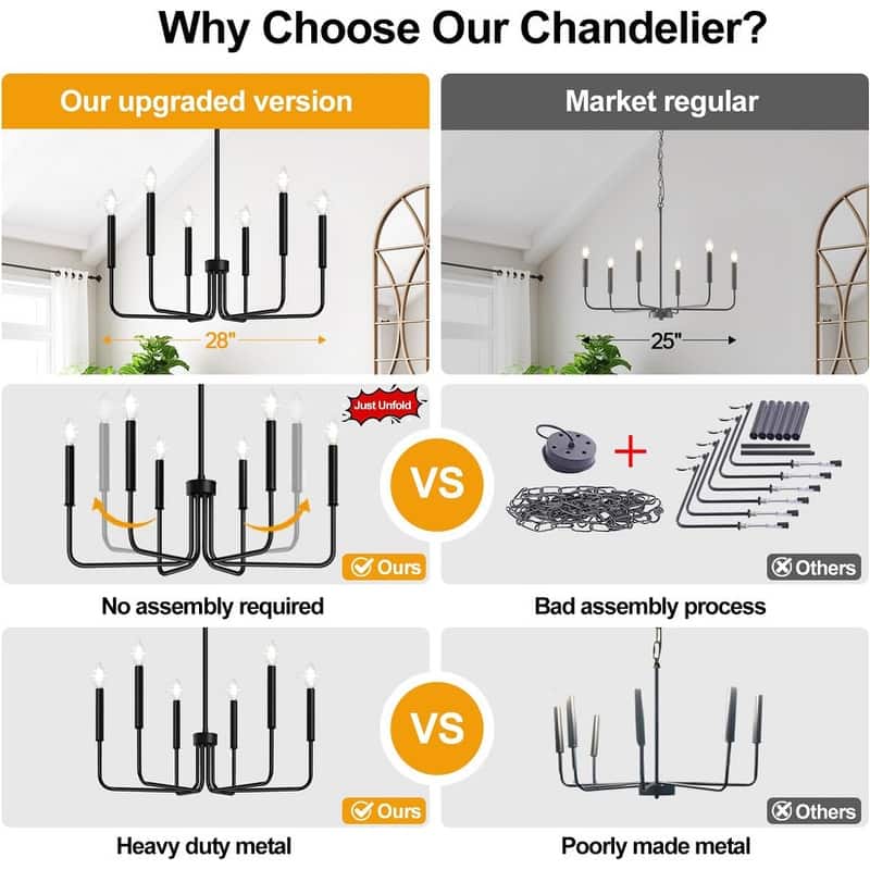 6-Light Farmhouse Chandelier for Dining Room Lighting
