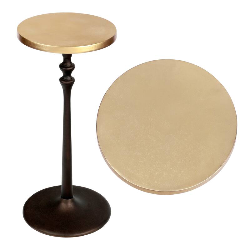Lulu 19.5" Classic Pedestal Round Metal Drink Table and Decorative End Table, By JONATHAN Y
