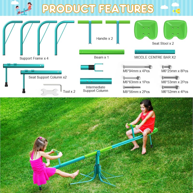 Seesaw Sit and Spin Teeter Totter Heavy Duty Swivel Kids Outdoor Play