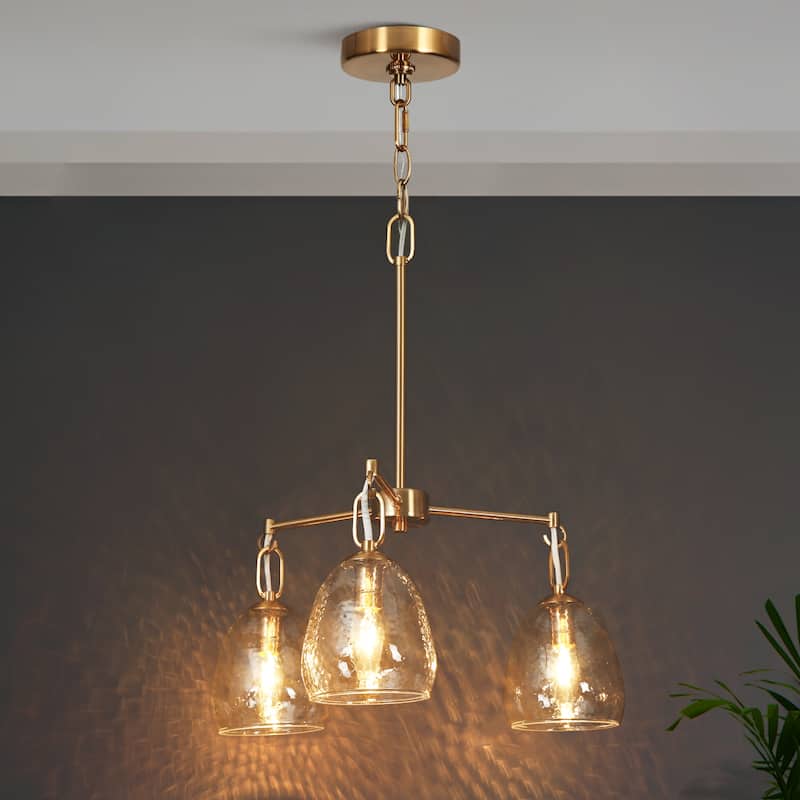 Blobfish Modern Gold 3-Light Glass Chandelier Wheel Cluster Ceiling Pendant Light - Dia. 19.3" x H 21.4" - Dia. 19.3" x H 21.4"