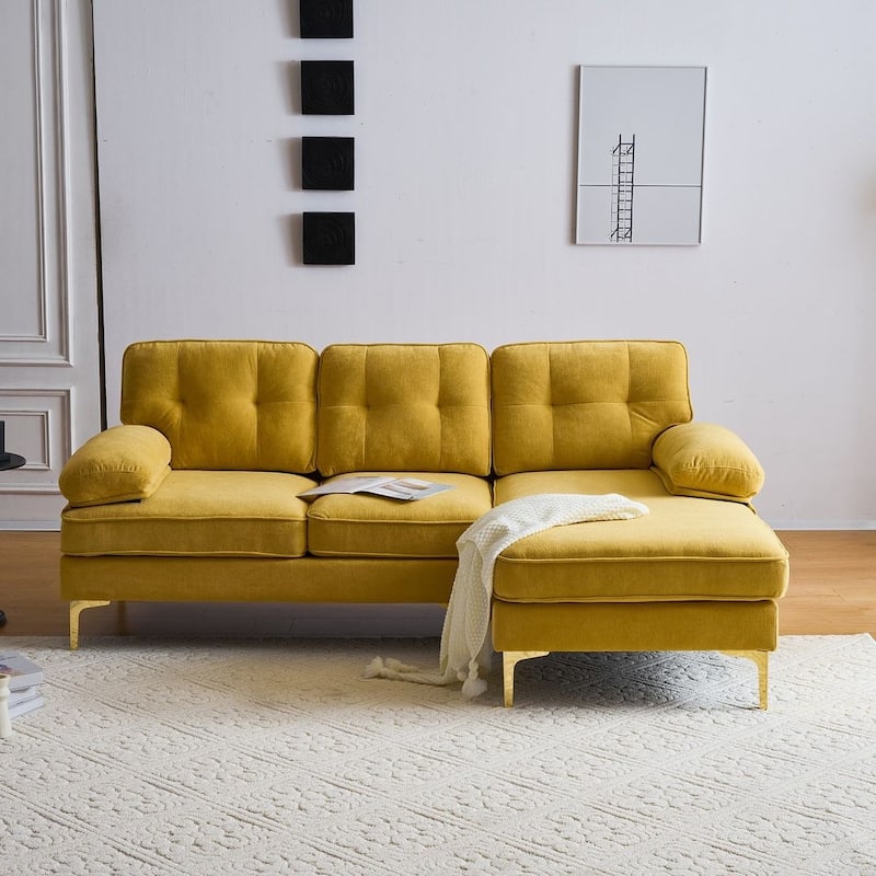 L-Shaped 3-Seat Indoor Modular Sofa - Yellow