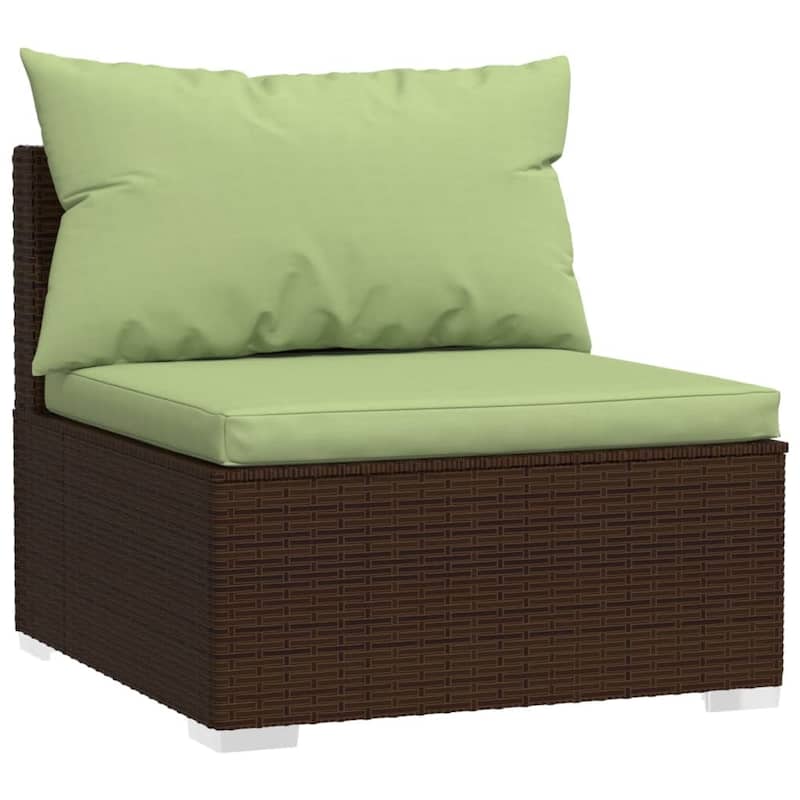 vidaXL Patio Lounge Set with Cushions Poly Rattan Brown - 27.6" x 27.6" x 24" - 27.6" x 27.6" x 24"