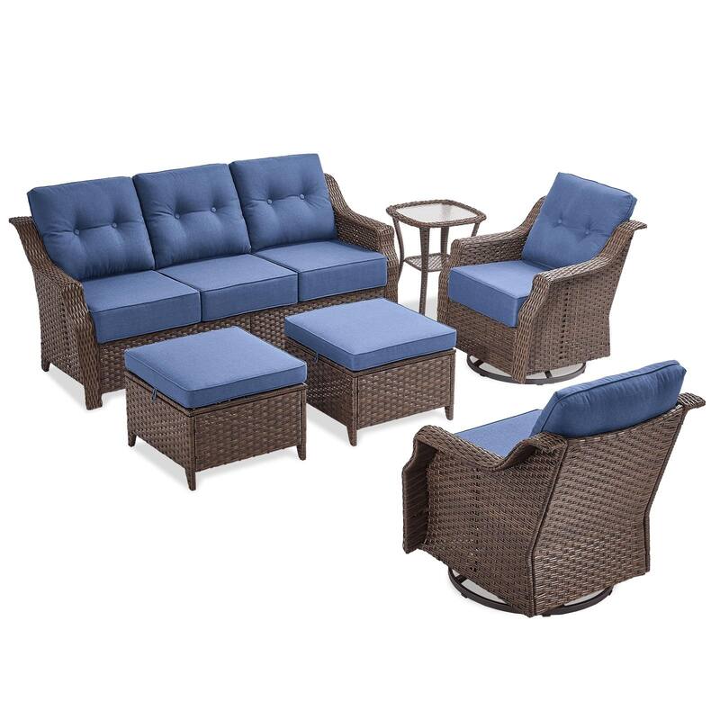 6PCS Outdoor Sofa Glider Chair with Ottoman