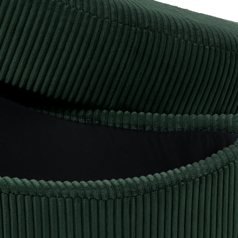 Upholstered Chenille Boucle Half Moon Storage Ottoman with Tray
