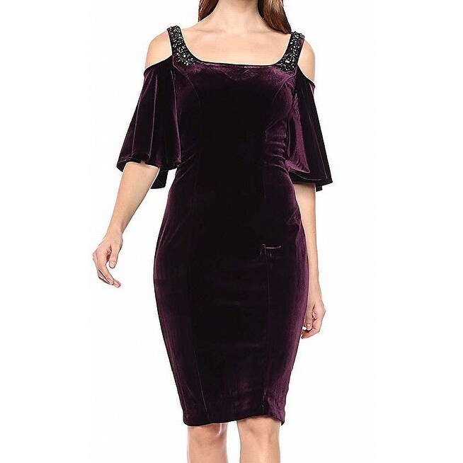 cold shoulder purple dress