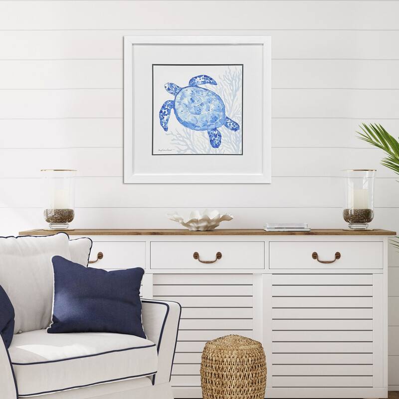 Paragon Indigo Ocean Turtle Framed Art - Plastic