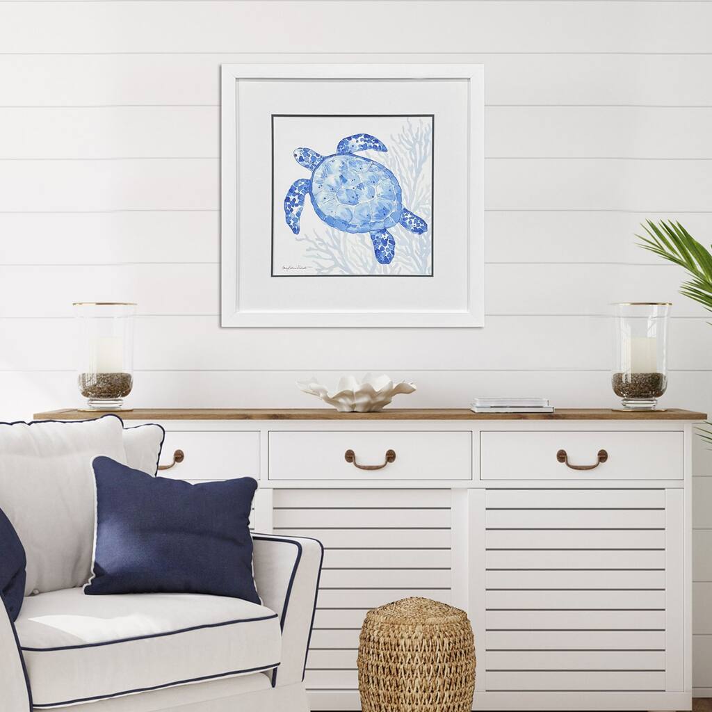 Paragon Indigo Ocean Turtle Framed Art