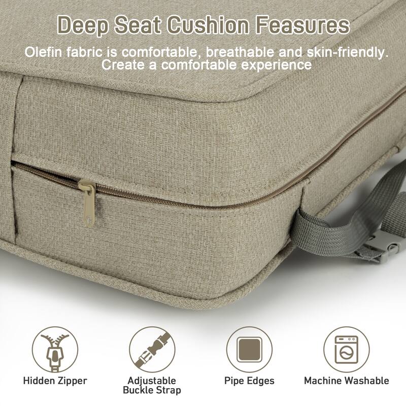 Aoodor 24'' x 24'' Outdoor Deep Seat Chair Cushion Set with Sponge Foam (Set of 2 Seats, 2 Backs, 2 Pillows) - 24"x24"