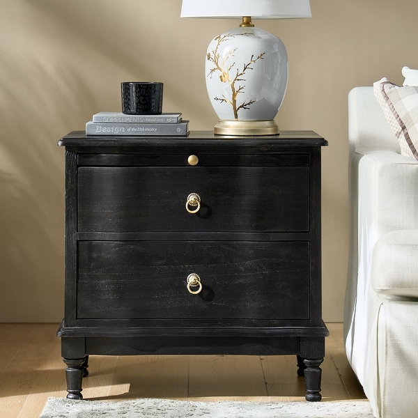 HULALA HOME Becky Traditional 2-Drawer Solid Wood End Table with