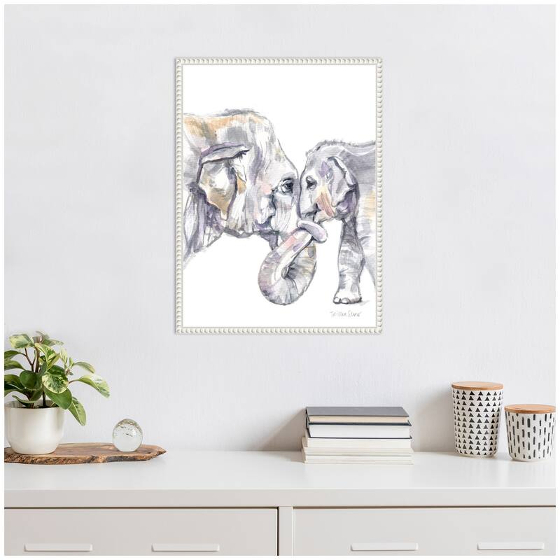 Kate and Laurel Sylvie Mother and Baby Elephant Framed Canvas by Patricia Shaw