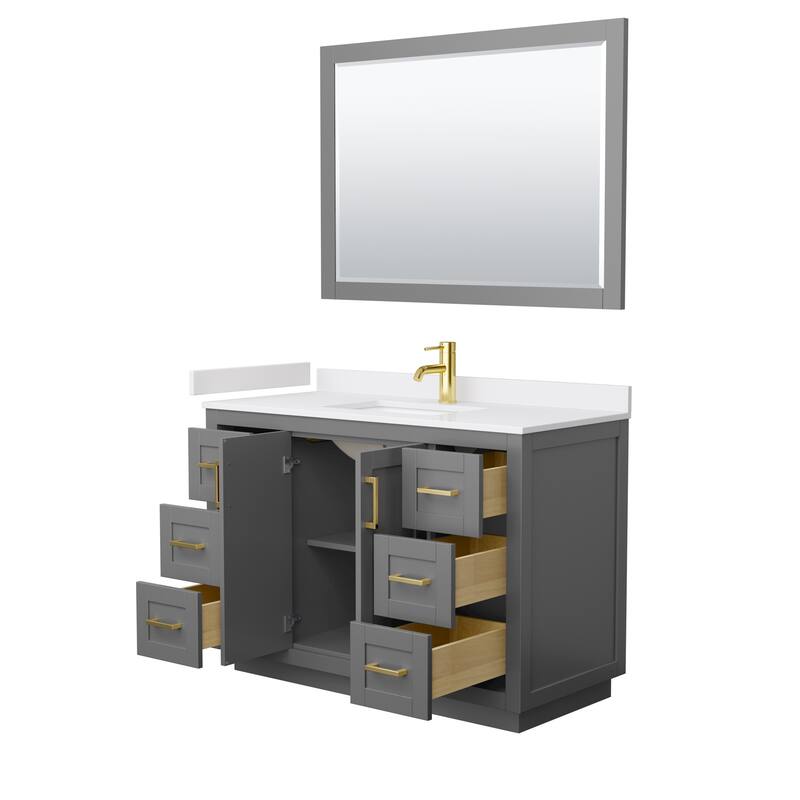 Miranda Single Vanity Set, Cultured Marble Top, 46-Inch Mirror