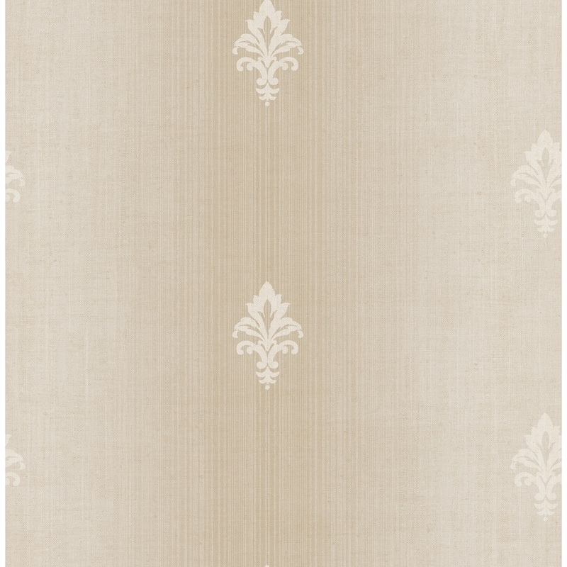 Seabrook Designs Dorota Fleur De Lis Unpasted Wallpaper - 20.5 in. W x 33 ft. L - Metallic Neutral