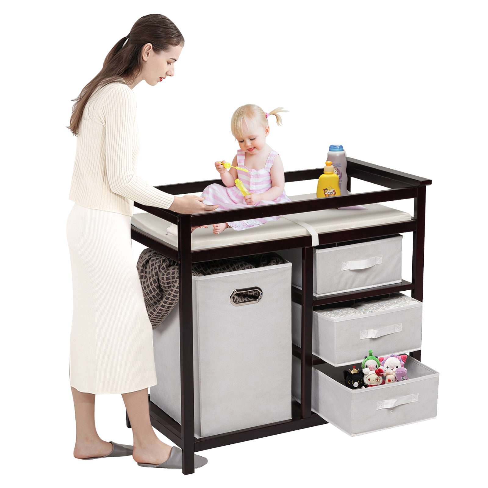 Changing shop table hamper