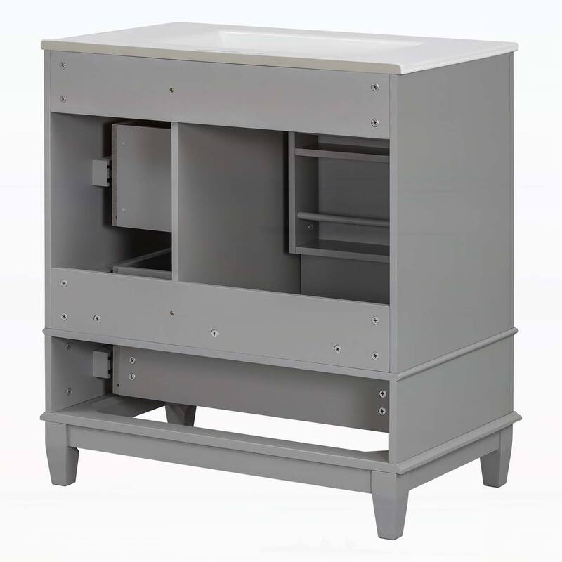 Freestanding Vanity Set with Shelf and Three Drawers,Soft Close Door