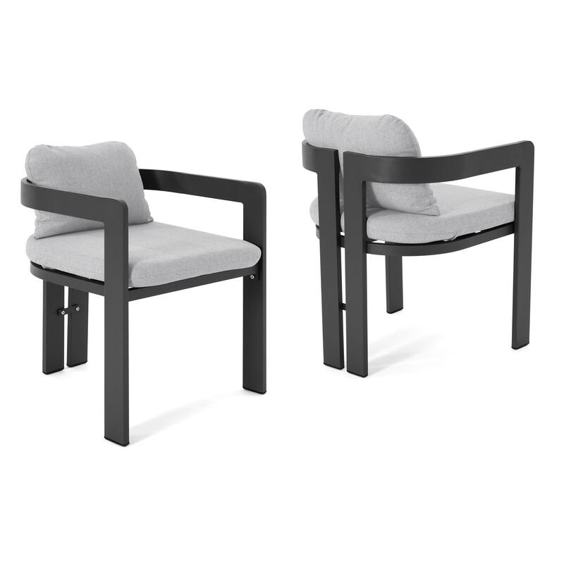 Roomfitters Pula Outdoor Aluminum Dining Chairs with Removable Cushions, Rust Proof, Set of 2