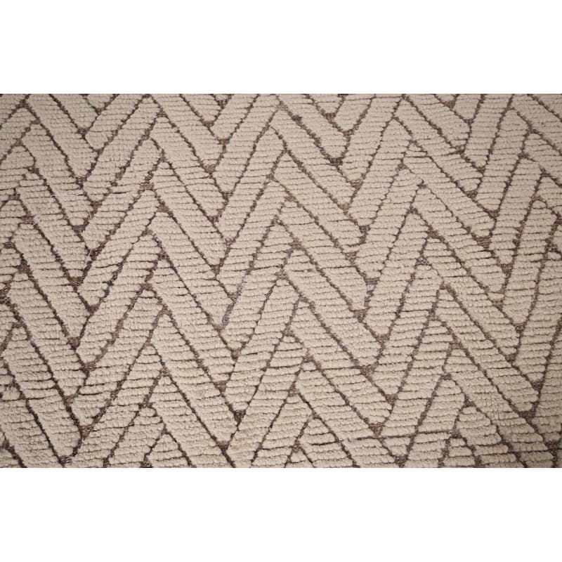 All-Over Chevron Moroccan Oriental Area Rug Handmade Wool Carpet - 8'8"x 13'0"