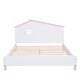 preview thumbnail 4 of 8, Full Size Bed Frame with House Shape Headboard, Platform Bed Full, Modern Wood Double Bed Frames for Boys Girls Teens, Pink