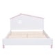 preview thumbnail 5 of 8, Platform Bed Full Size, Wood Full Platform Bed Frame with House-Shaped Headboard for Kids, No Box Spring Needed, White Pink